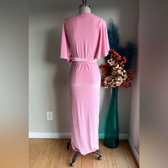 Miss Tosh Pink velvet wrap dress - Picture 2 of 3